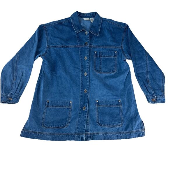 Vintage Crossroads Denim Blue Jean Long Jacket Womens Size Medium - Picture 1 of 8